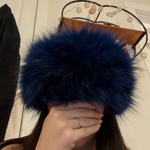 Luxurious Navy Blue Real Mink Headband